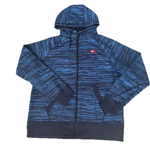 Nike Men's Full zip Up Static Wave Zoom Fleece Cotton Hoodie Blue/Black Size L - Picture 1 of 17