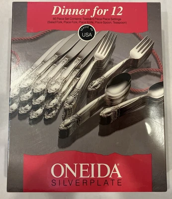 60 Pieces Oneida Community Country Lane  Rose Pattern Service 12 Silverplate NEW - Image 1 of 3