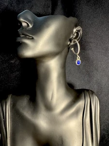 Vintage Indianer Sterling Silber 925 Lapislazuli Creolen signiert JJ - Bild 1 von 7