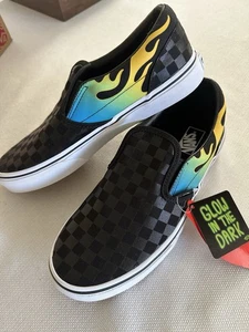 Vans Claasic Slip On Glow In Dark Flame 5.5 Jr / women’s 7 - Picture 1 of 6