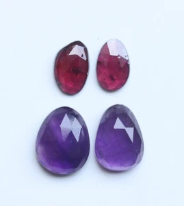 Juego de cabujón facetado corte mixto de piedras preciosas granate natural, rosa amatista corte 9 a 11,8 mm - Imagen 1 de 8