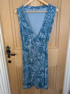 Kookai Wrap Dress Size 2 10-12 Green Blue Sleeveless Jersey Stretch - Picture 1 of 9