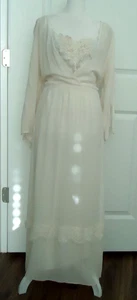 Vintage 70er Together Damen Hochzeit elfenbeinfarben langes Kleid 100 % Viskose Übergröße - 18 - Bild 1 von 23