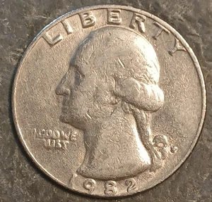 1982 P Washington Quarter Strike Through Grease Error Coin - Picture 1 of 8