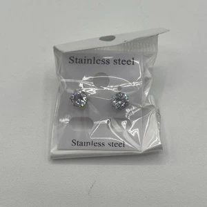 Department Store Stainless Steel Diamond Like Stud Earrings - Picture 1 of 4