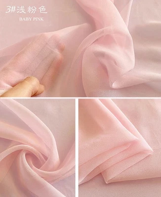 55'' Wide Solid Mulberry Silk Georgette Sheer Fabric Material Silk Ggt Chiffon - Image 1 of 4