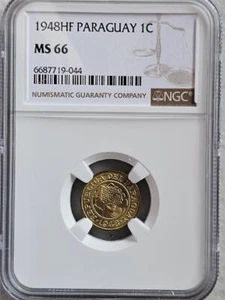 Paraguay 1 Centimo 1948 HF NGC MS 66 - Picture 1 of 2