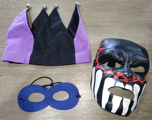 boys WRESTLING MASK HALLOWEEN pretend play JESTER HAT EYE MASK BLUE one size - Picture 1 of 1