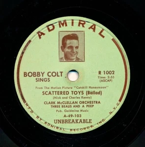 BOBBY COLT on 1949 Admiral 1002 Picture Label - Scattered Toys / Tango of Roses - Foto 1 di 1
