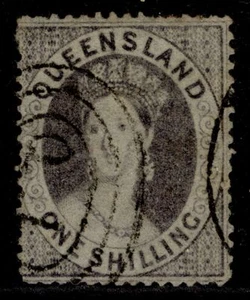 AUSTRALIA - Queensland QV SG10, 1s violet, USED. Cat £120. wmk SMALL STAR - Picture 1 of 1