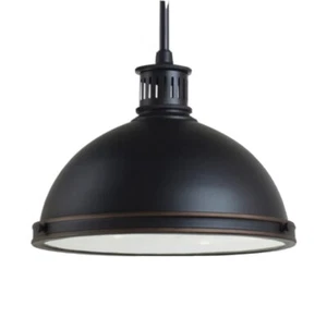 Sea Gull Lighting 65086BLE-715 Bronze Industrial Pendant Fixture Glass Diffuser - Picture 1 of 3