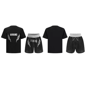 Kids Boys Set Workout Outfit Basketball Suit Football Letter Printed Boxing Gym - Picture 1 of 41
