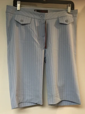 Pantalones cortos informales a rayas para mujer tiro bajo talla 11/12 mezcla de poliéster y spandex Foto 1 de 2