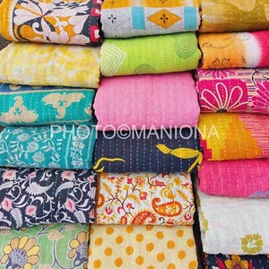 Lote al por mayor de manta Kantha reversible hecha a mano india tamaño doble - Imagen 1 de 5