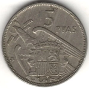 1963 SPAGNA CINQUE PESETA ~ FRANCESCO FRANCO ~ LA CLASSIFICHI TU. pz 709 - Foto 1 di 4