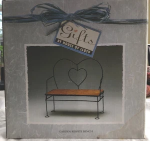 HOUSE OF LLOYD Doll Bear Bench Chair Hearts Wood & Metal Prim NEW IN BOX - Picture 1 of 12