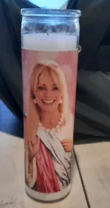 Margot Robbie Parody Devotional Prayer Saint Candle - Picture 1 of 3