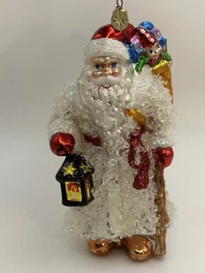 Christopher Radko Santa Blown Glass Christmas Ornament Ice White Snow Large - Picture 1 of 12