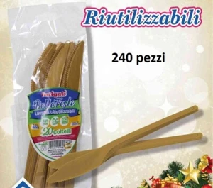 Set 240 Piezas Cuchillos de Plástico Oro Reutilizables Navidad Fiesta Dfh - Imagen 1 de 1