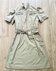 Vintage Khaki Tan Beige Cotton Uniform Dress Girl 11/12 - Picture 1 of 7