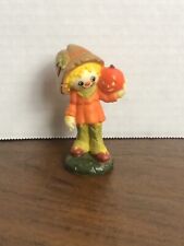 Vintage 1976 Hallmark Merry Miniatures Scarecrow W/Pumpkin Halloween 3" Figure