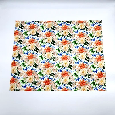 Rose Blue Green Orange Fat Quarter Fabric Square 100% Cotton 18" x 21" Minimum - Image 1 of 4