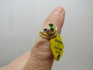 E NEW SAMPLE MOTHERS RING CHILDRENS BIRTHSTONES RING JEWELERY 3 STONE FAKE - Picture 1 of 2
