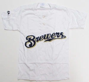 Majestic 2-Button Milwaukee Brewers Replica Youth Jersey 50/50 White YM (R30) - Picture 1 of 1