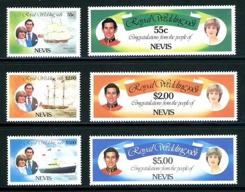 Nevis Scott #135-140 MNH Prince Charles Lady Diana Wedding CV$3+ 396290 Cover