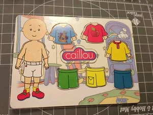 Used wood puzzle Vintage CAILLOU BOY WHO'S 4 CLOTHES GETTING DRESSED COLORS PBS - Picture 1 of 11