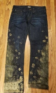Pantalones de mezclilla True Religion para hombre Ricky Paint Splatter, talla 34, usados en excelente estado - Imagen 1 de 6