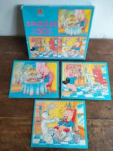 3 Puzzles Looney Tunes Puzzle MB 50 Pezzi Vintage 1983 - Imagen 1 de 10