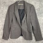 Zara Basic Blazer Womens Medium Brown Lined with Elbow Patches Wool Blend