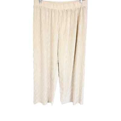 Pantalones para mujer Isaac Mizrahi regular plisados de terciopelo pierna ancha champán talla 2X Foto 1 de 2