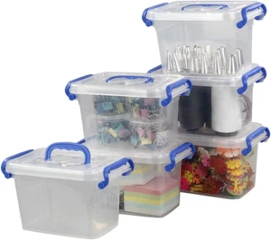 2 L Mini Plastic Storage Bin, Clear Storage Box Set of 6 - Picture 1 of 1