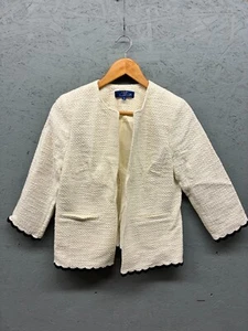 Blazer para mujer RSVP by Talbots 8P marfil texturizado algodón vieira ribete chaqueta - Imagen 1 de 8