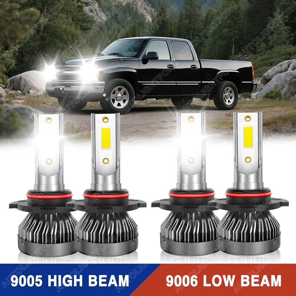 10000K LED Headlights Light Bulbs for Chevy Silverado 1500 2500HD 3500 1999-2006 Foto 1 de 4