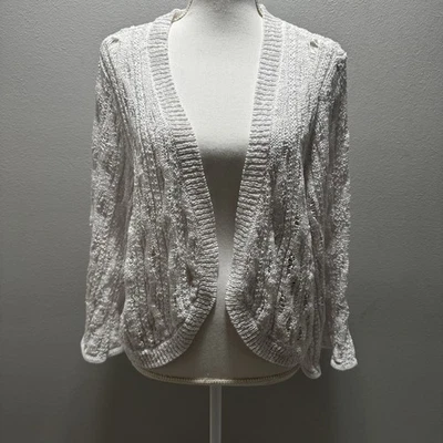 Cárdigan para mujer Lane Bryant blanco 26/28 desgastado frente abierto mangas acampanadas Foto 1 de 4
