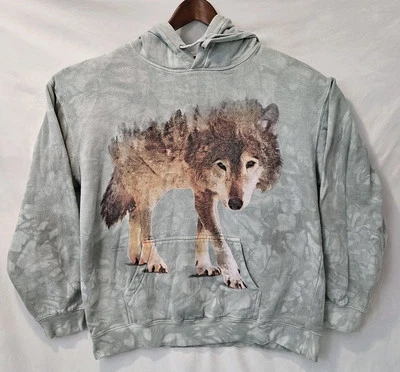 Sudadera con Capucha Pullover The Mountain Wolf Talla L Gráfico Animal Naturaleza Años 90 Y2k Foto 1 de 4
