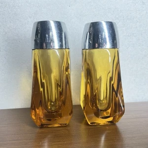 Set shaker sale e pepe in vetro ambrato vintage fondo svasato MCM USATO IN OTTIME CONDIZIONI - Foto 1 di 6