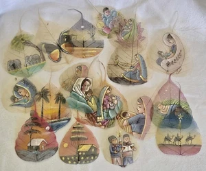 Vintage 20er Set handbemalter Guckbaum trockene Blätter Weihnachtsdeko Kunstwerk  - Bild 1 von 10