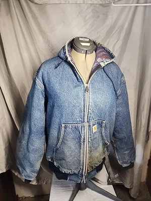 Chaqueta de Trabajo Vintage Carhartt Manta Forrada Denim Talla M Foto 1 de 4