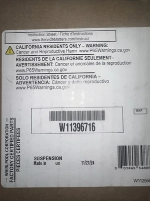 Nuevo kit de varilla de suspensión para lavadora Whirlpool original OEM - W11396716 (juego de 4) Foto 1 de 3