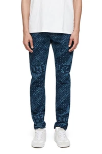 Lila Markenjeans Herren Laser Flagge schmale Passform niedriger Bund blau P001 $ 345 Größe 28/32 - Bild 1 von 13