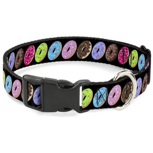 Plastic Clip Collar - Sprinkle Donuts Black/Multi Color - 1/2" Wide - Fits 9-... - Picture 1 of 8