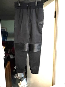 Balmain Mens Logo Biker Black Jersey Slim Fit Jogger Sweatpants Sz M, W32/L29 - Picture 1 of 14
