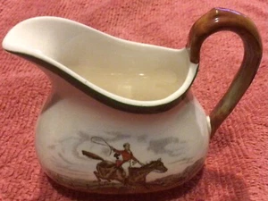 Fox Hunt Hunting Spode Green Rim Creamer The Chase The First Over - Picture 1 of 6