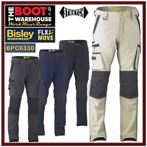 Bisley BPC6330 Mens FLEX & MOVE™ Stretch Utility Zip Padded Knee Cargo Pants - Picture 1 of 18