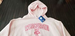 Wisconsin Badgers NCAA Girls Youth Hooded Sweatshirt Hoodie Pink XL Jerzees NWT