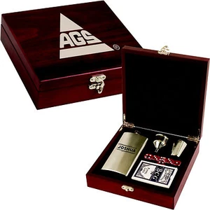 Personalized Gift Box with Flask Dice and Playing Cards Custom Engraved - Picture 1 of 12